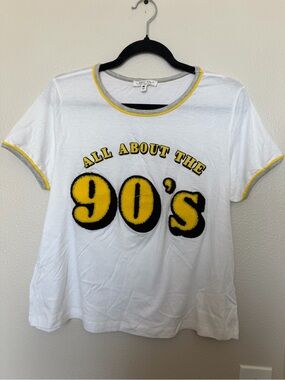 Messy Bun Just Chillin' Women's Graphic Tee - White with Yellow & Gray Trim